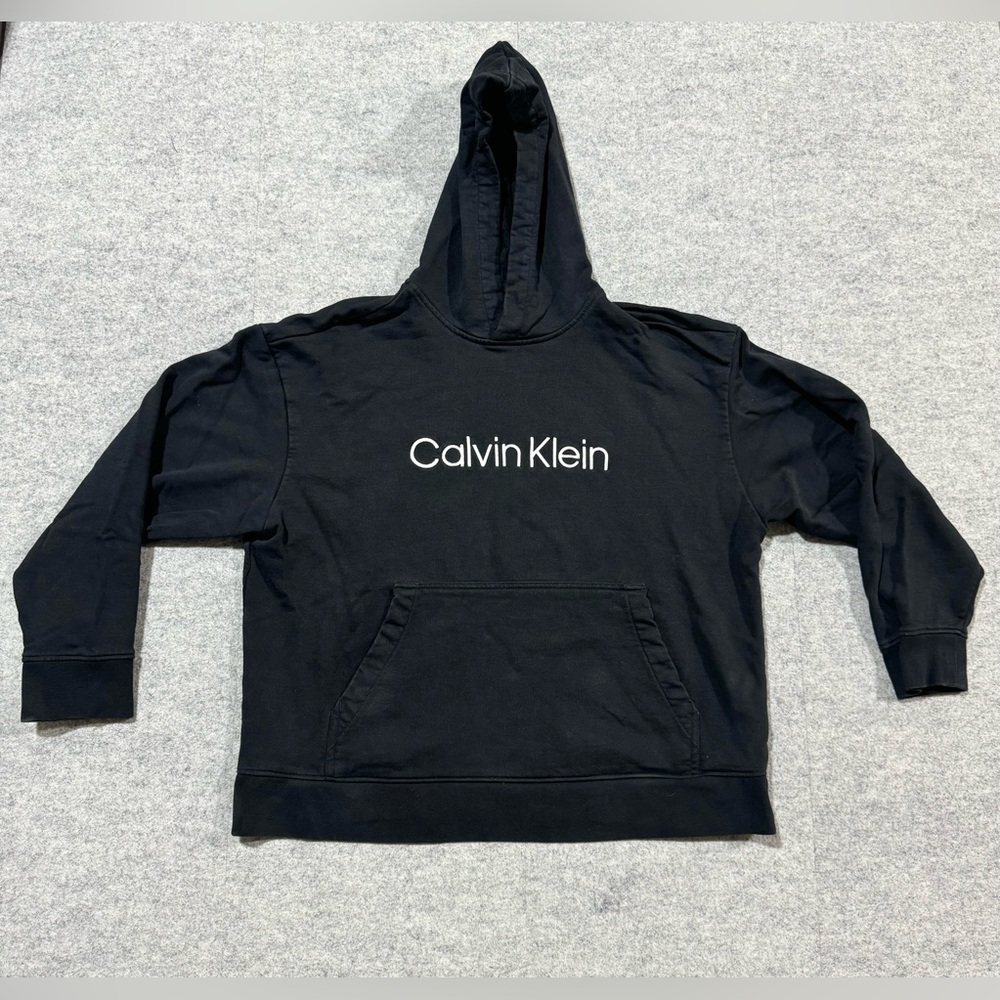 Calvin Klein Women’s Size S Black Hoodie Embroidered White Logo